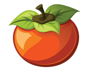 Fresh Persimmon vegetable Vector Illustration on white background