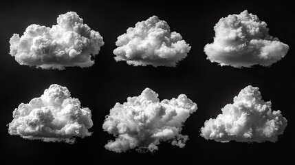 Wall Mural - set of abstract fluffy clouds isolate on transparent backgroun cumulus clip art collection