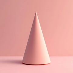 Wall Mural - a minimalist pink cone against a soft pink background, perfect for modern design concepts and artist
