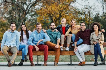 Wall Mural - fun friend youth young group woman lifestyle friendship happy student outdoor together cheerful happiness education summer smiling man girl startup start up business