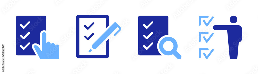 Checklist Vector icon Collection. Clipboard with checkmarks, Document ...