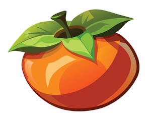 Wall Mural - Fresh Persimmon vegetable Vector Illustration on white background