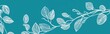 © Zaleman - Flowers and leaves in white outline or minimal silhouette on a blue green spring background, abstract floral wedding announcement or invitation.