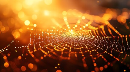 Glowing Spider Web Illuminated by the Setting Sun s Warm Hues in Nature s Golden Hour