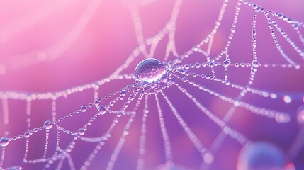 macro shot of a glistening spider web resembling a string of pearls in nature s jewelry