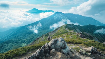 Sticker - Majestic Mountain Range at Sunrise