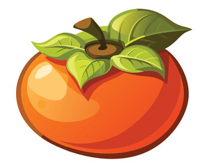 Wall Mural - Fresh Persimmon vegetable Vector Illustration on white background