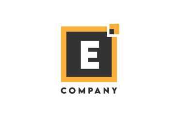 Wall Mural - yellow black square E corporate letter alphabet logo icon design suitable for a business or company