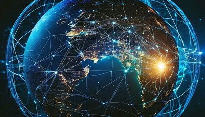 Abstract digital globe with network connections