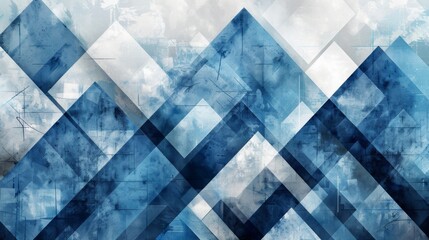 Poster - Abstract Blue and White Geometric Pattern