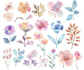 Poster - An illustration of flowers and leaves made using a digital process. Suitable for printing and sublimation.