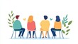© Sakiyah - Patient with dynamic support group, therapy session, flat design illustration