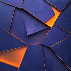 Poster - A blue and orange abstract design made of paper. The blue and orange colors create a sense of contrast and tension, while the paper's texture adds depth and dimension to the piece