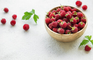 Canvas Print - Fresh organic ripe raspberry