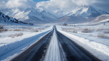 Canvas Print - Snow-Covered Mountain Highway