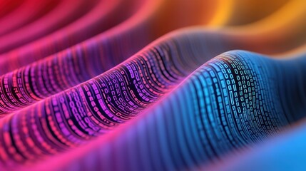 Poster - A colorful abstract image of a wave pattern, AI