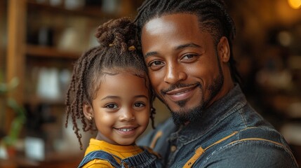 Wall Mural - father combing and braiding daughter hair as part of bedtime routine single dad taking care of his daughter hairstyle