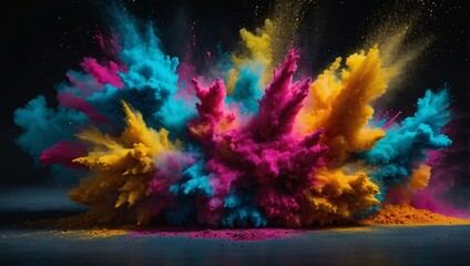 Wall Mural - Vibrant explosion of colorful powder.