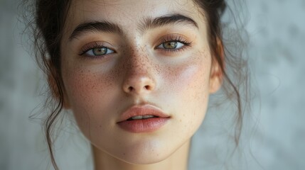 Wall Mural - Close-up photos of young women with natural expressions.