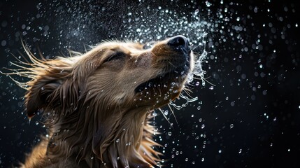 Poster - Golden Retriever Shaking Water Off