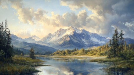 Wall Mural - Majestic Mountain Landscape