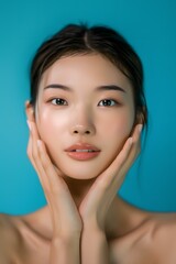 Wall Mural - Portrait of a Young Asian Woman with Skin Care