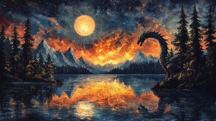 Canvas Print - Fantasy Dragon Landscape