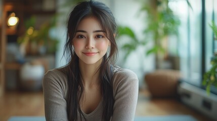 Canvas Print - Portrait of a smiling Asian woman