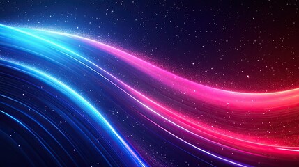 2. An abstract design with glowing neon lines and twinkling stars on a rich dark blue, pink, and purple background. The curved stripes of light create a sense of motion and depth, making it an ideal