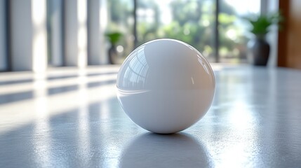 Poster - White Sphere on a Reflective Surface