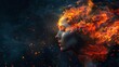© ArmStrong☠ - A woman's face is engulfed in flames, with smoke and sparks surrounding her.