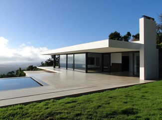 Wall Mural - Modern Architecture House With Infinity Pool And View Of Nature