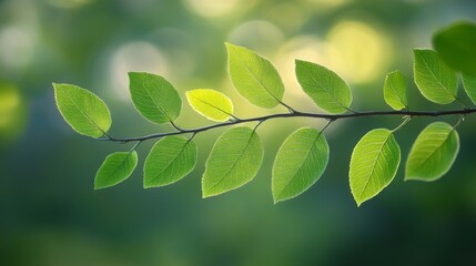 Sticker - Branch with Fresh Green Leaves