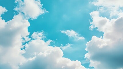 Poster - Blue Sky with White Fluffy Clouds