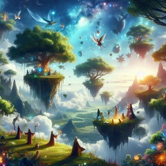 Wall Mural - landscape with rainbow