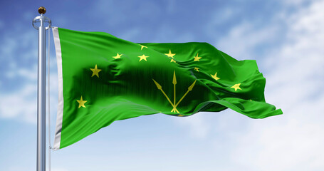 Wall Mural - The Circassian flag waving in the wind on a clear day