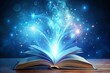 © Graphics Studio - Enchanting open magic book with glowing pages on a mystical background, magic, book, beautiful, glowing, pages.