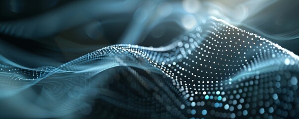 Leinwandbilder - Abstract digital wave pattern illuminated by light, creating a mesmerizing visual of movement and depth in technology.