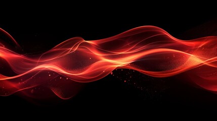 Poster - Red Abstract Light Waves