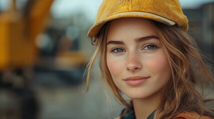 Wall Mural - young woman worker on the construction site