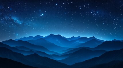 Canvas Print - Mountain Landscape Under Starry Night