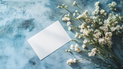 Poster - White Flowers and Blank Card