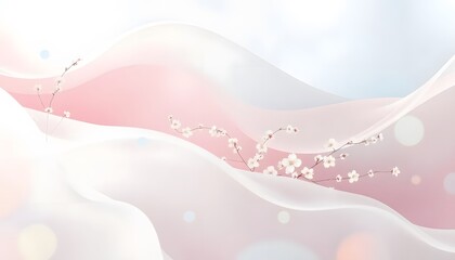 Pastelcolored abstract waves with delicate floral background modern wallpaper, 