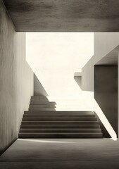 Canvas Print - Minimalist Concrete Stairs Interior Design