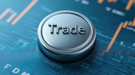 Canvas Print - A close up of a button on the trading screen with an arrow pointing to trade, AI