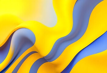 A colorful abstract background with smooth flowing waves of yellow, orange, and blue hues