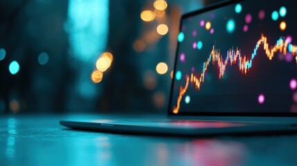 Sticker - A close up of a laptop screen displaying a technical analysis tool, showing various indicators and signals used to forecast market movements.