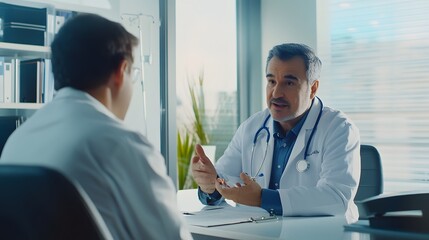 Wall Mural - Doctor speaking to a patient in an office setting.