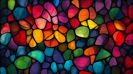Wall Mural - abstract colorful mosaic pattern with vibrant shapes and textures creating a lively visual display i