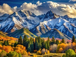 majestic snow-capped peaks stretch across the horizon in utah's wasatch mountains, a rugged and scen